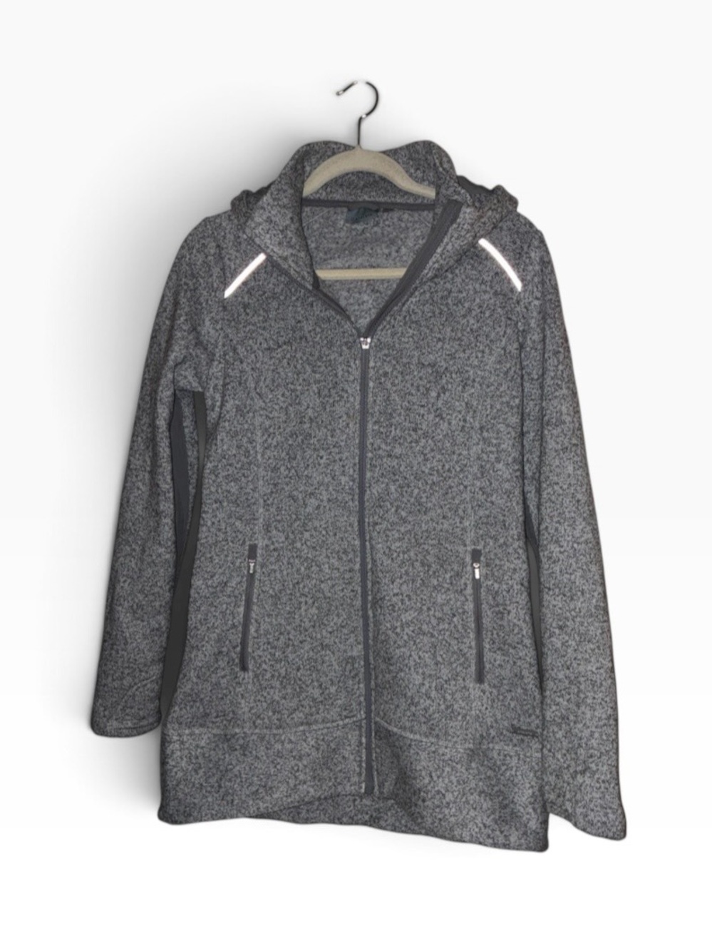 Like New Athleta Stronger Cya Jacket Light Gray Hooded Fleece Zip Sz S